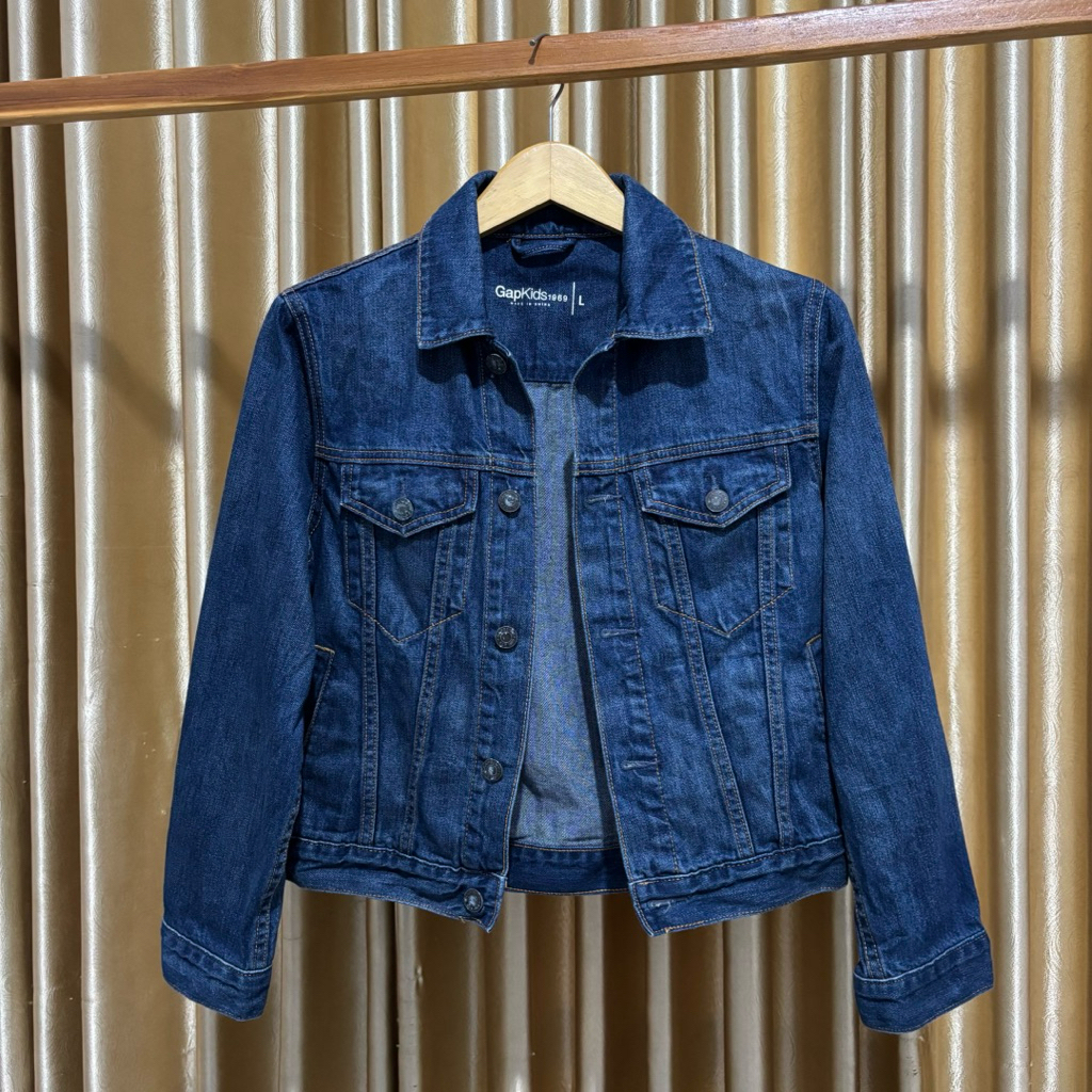 jaket jeans jacket blue jeans gap kids anak perempuan laki-laki unisex size L prelov prelove pre lov