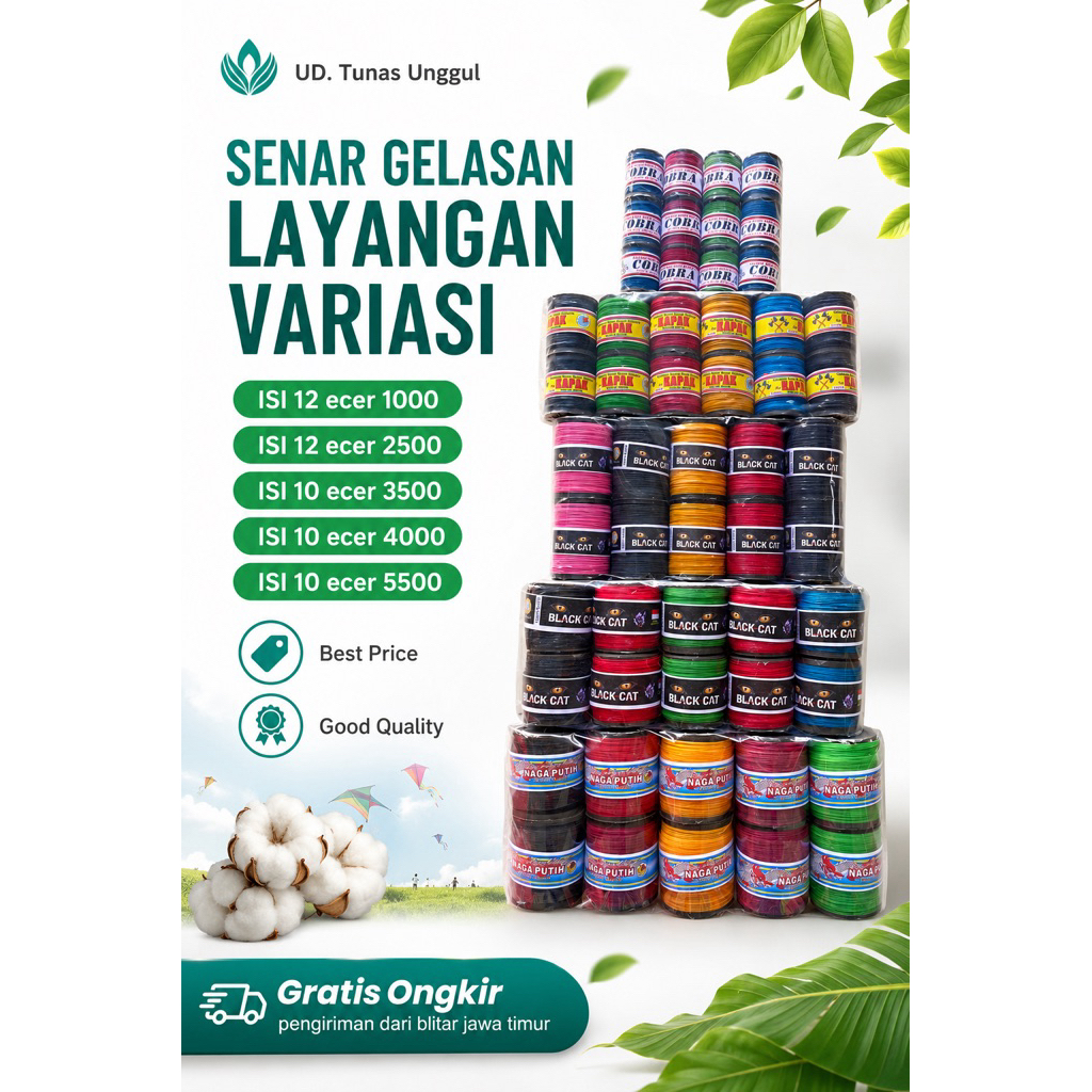TERMURAH SENAR GELASAN LAYANGAN isi 10 dan 12 - senar gelasan layangan super tajam - benang layangan