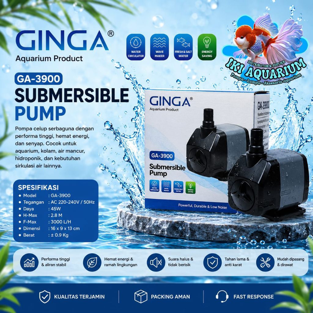 POMPA KOLAM AQUARIUM HIDROPONIK GINGA GA 3900