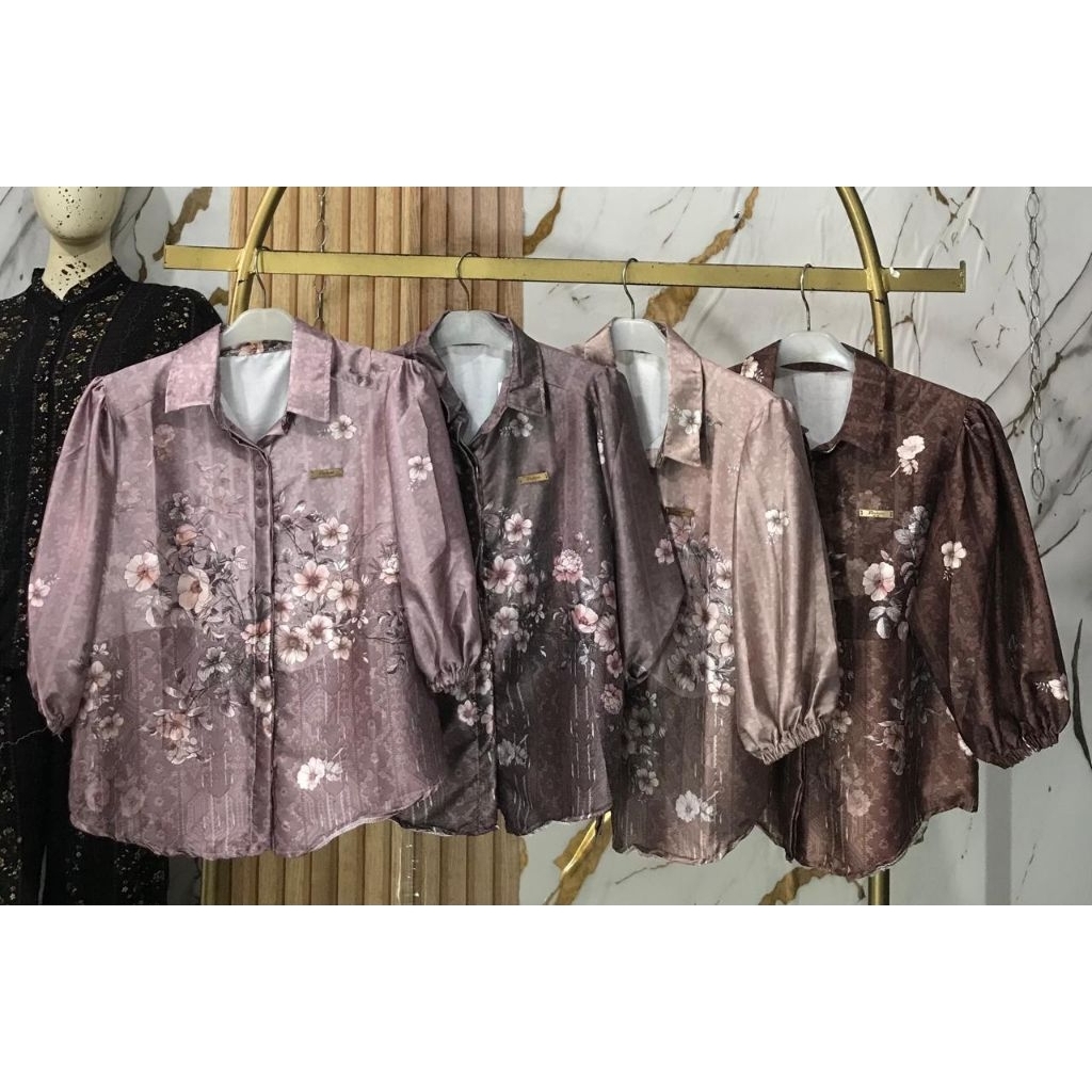 kemeja motif bunga Armani silk
