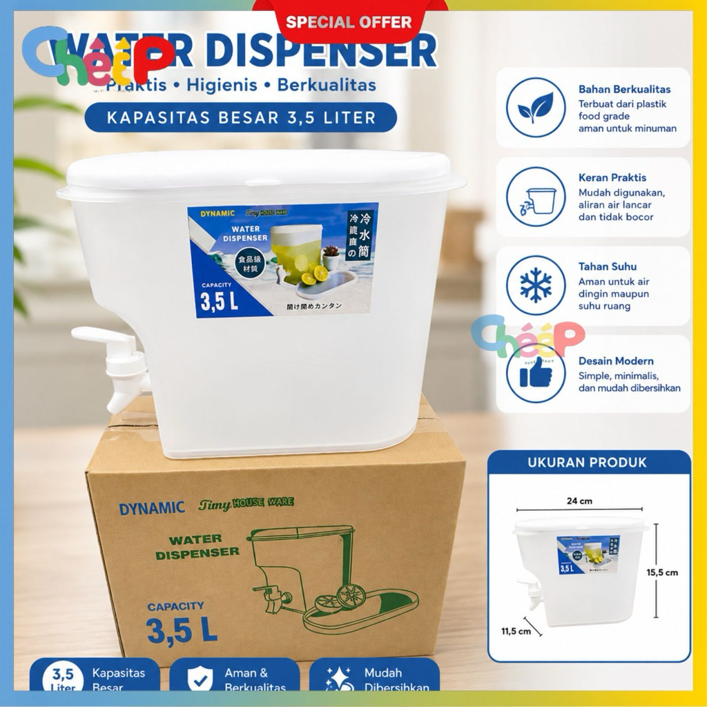 DYNAMIC DISPENSER KULKAS 3.5L DISPENSER JUS PORTEBLE ADA DUS