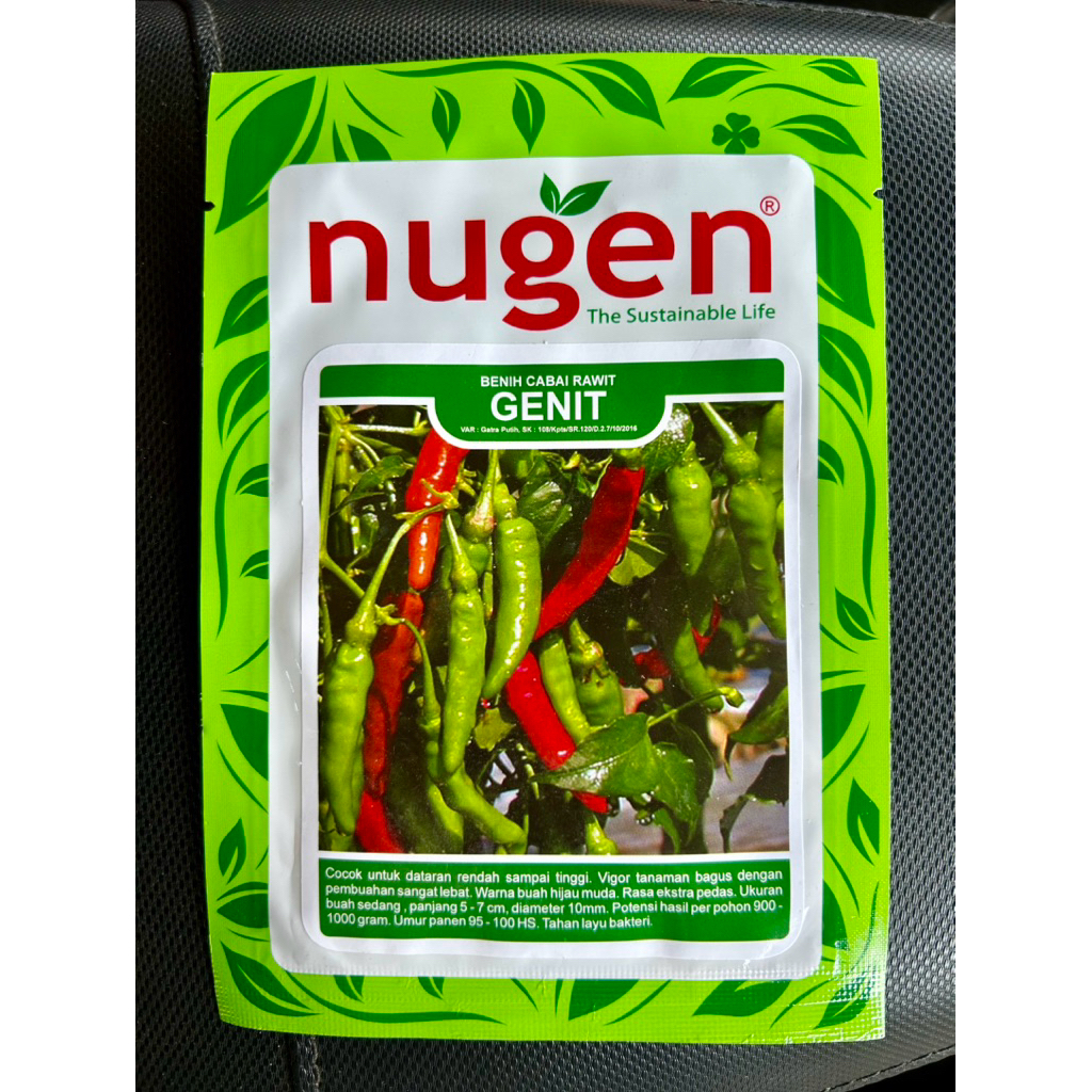GENIT 10 GR Benih / Bibit Cabe Rawit Hijau Merunduk Cap Nugen Asli