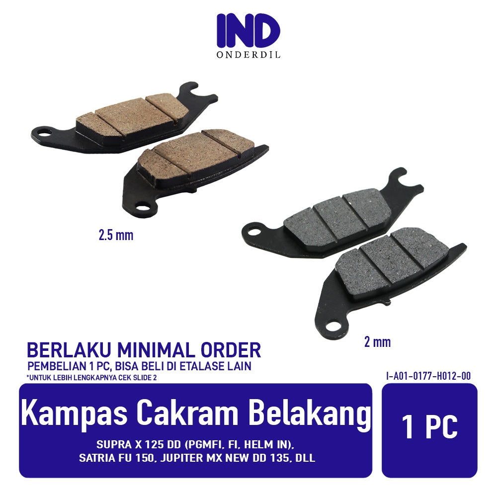 GROSIR Kampas Rem Cakram Belakang Supra X 125 PGMFI Double Helm In FI & Blade 110 New & Sonic RS & T