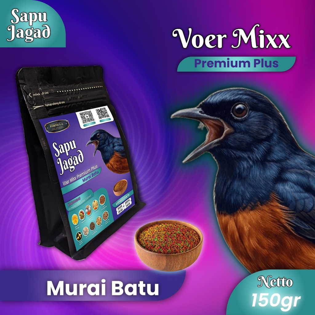 Sapu Jagad Voer Nutri Mix Khusus Burung Murai Batu 150 GR I Pakan Burung Premium Plus 10-in-1 Extra 