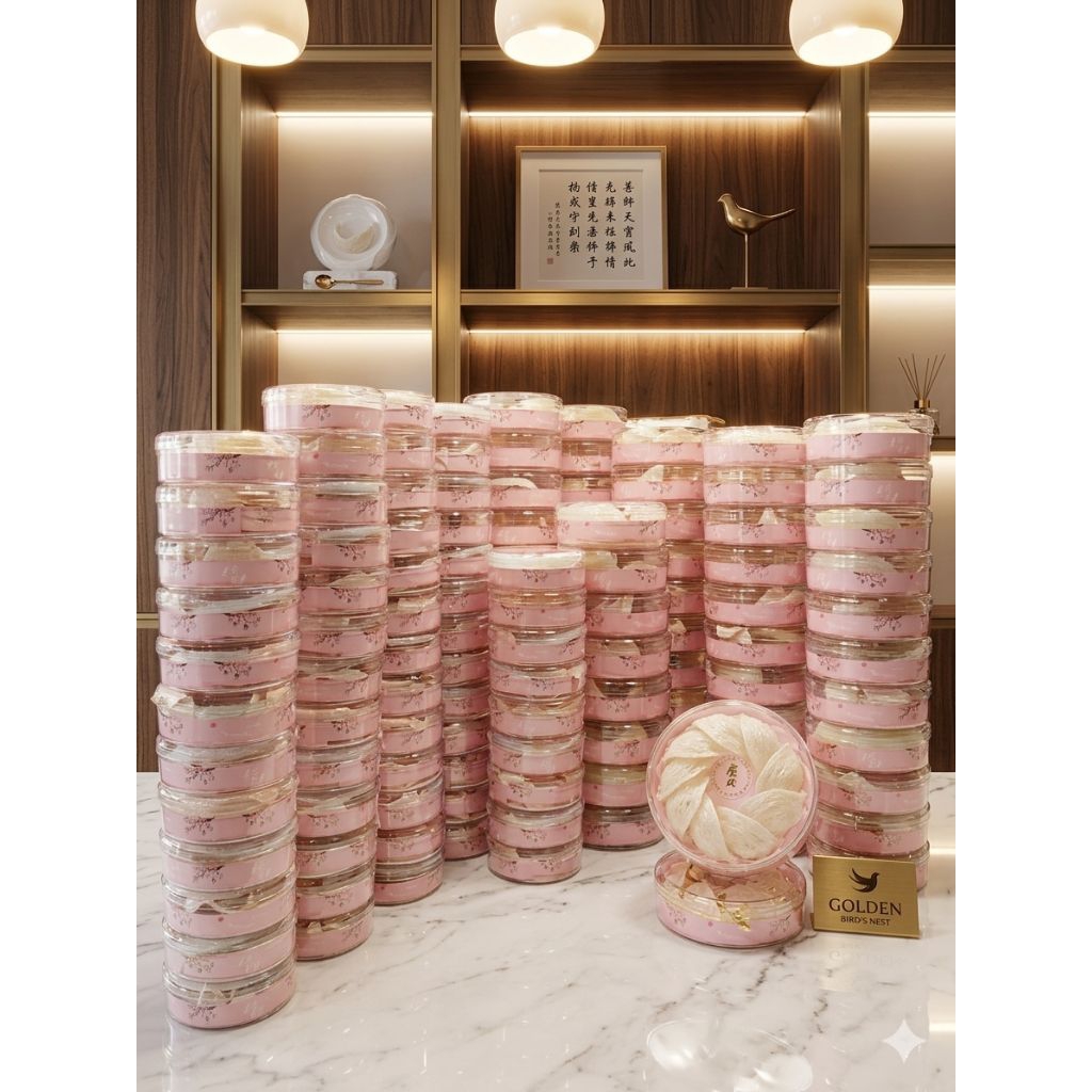 kotak bulat pink sarang burung walet