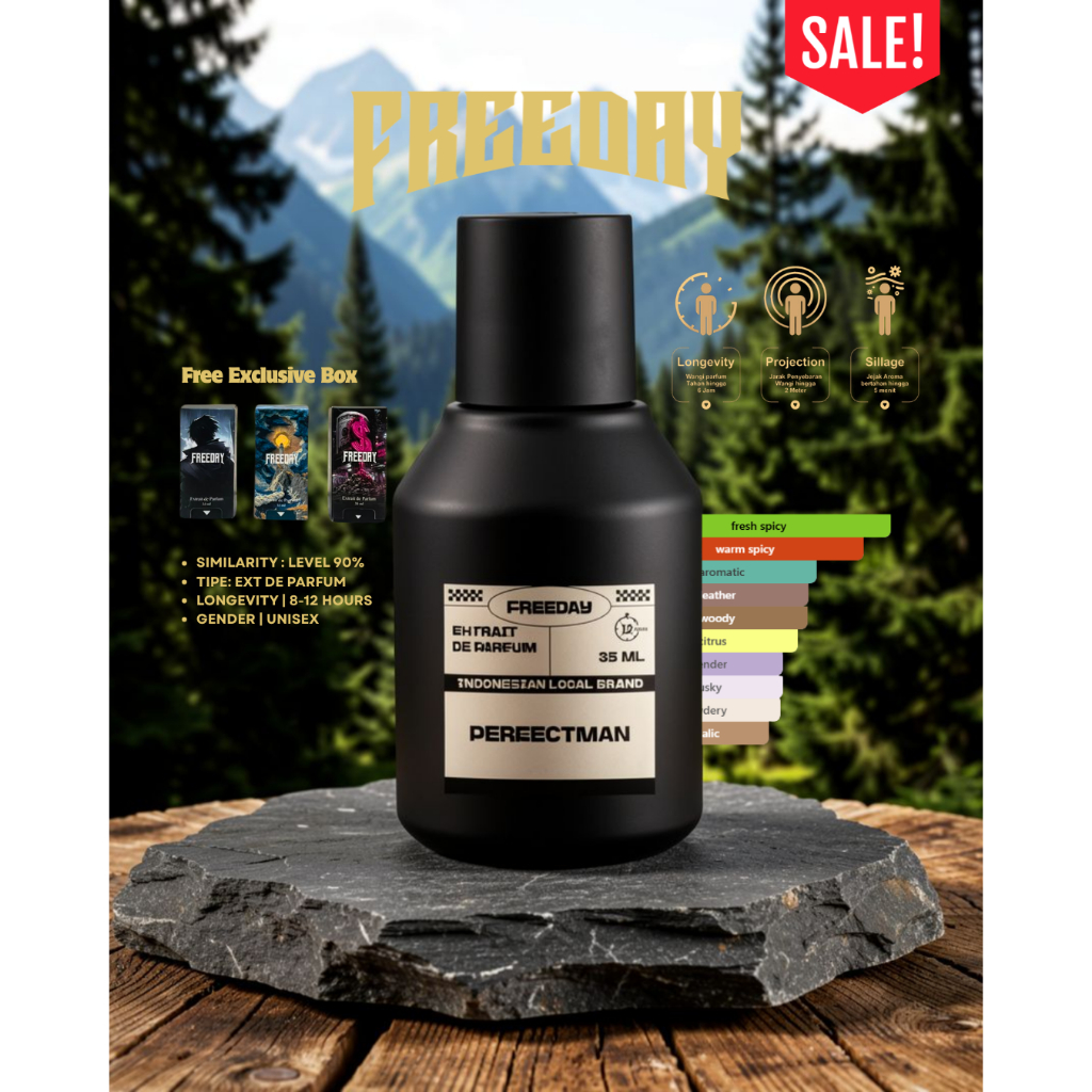 Parfum Pria FREEDAY PERFECTION 35ml dengan Aroma Elegan dan Tahan Lama