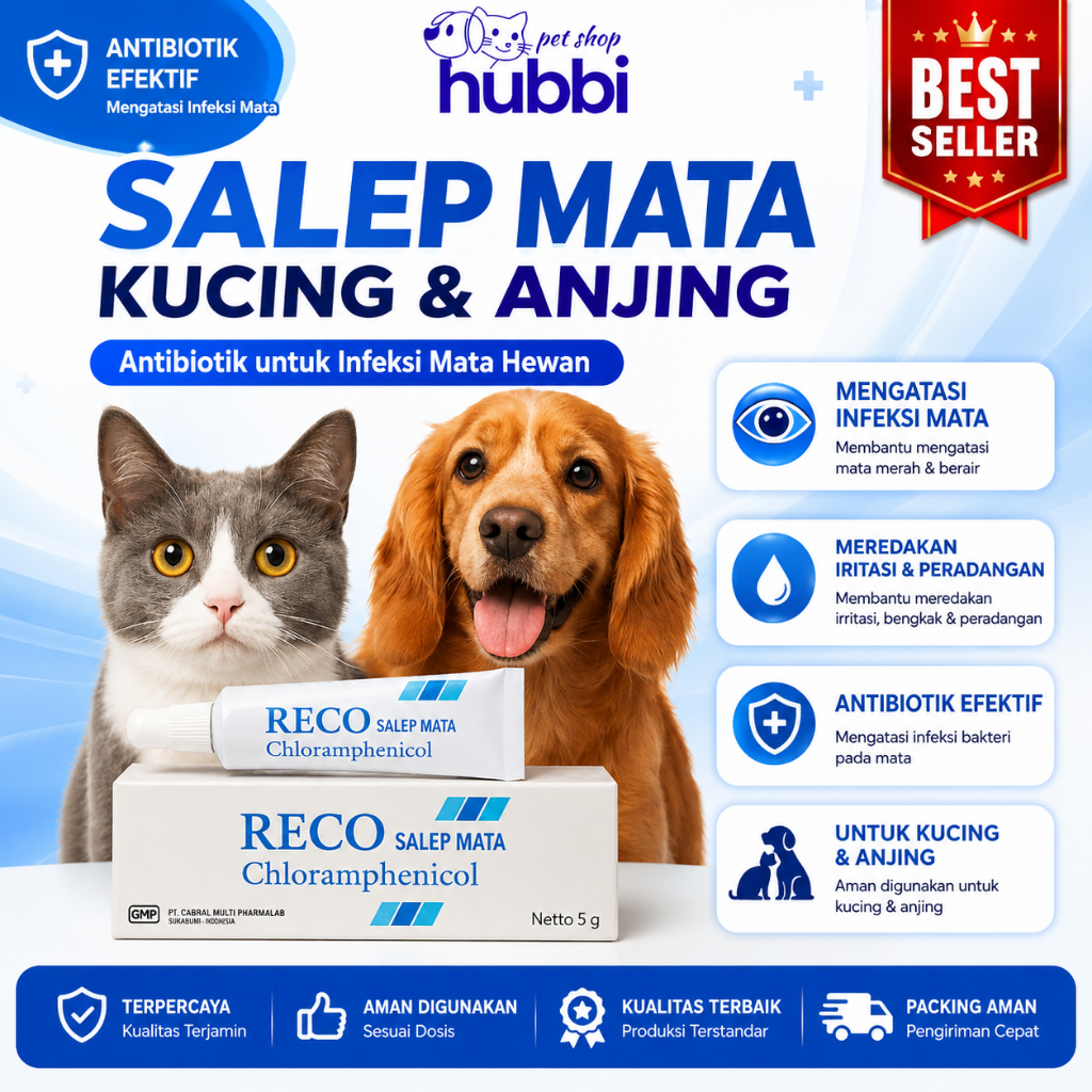 Salep Mata Kucing & Anjing Anti Bakteri | Obat Mata Kucing Clamidia | Atasi Belekan, Bengkak & Merah