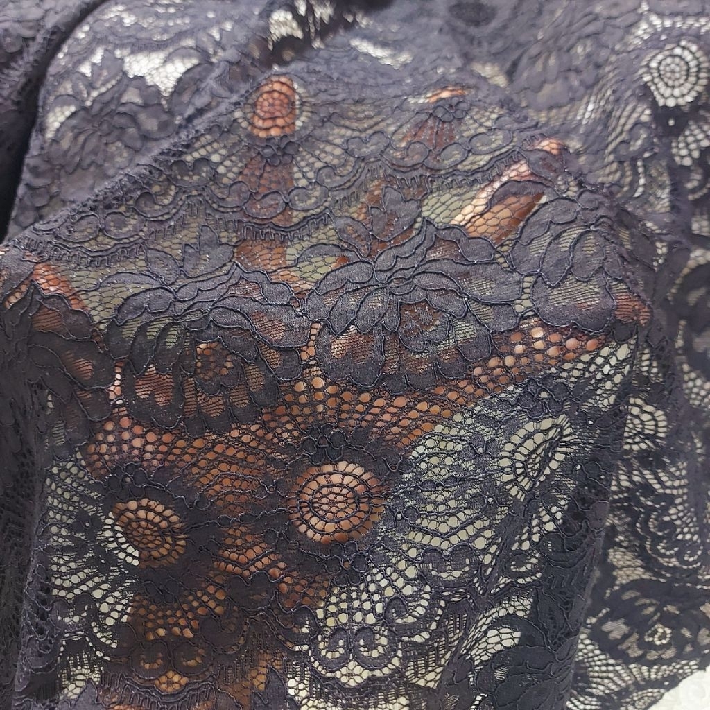kain brokat katun premium  - kain brokat luxury  - kain brokat motif bunga ( hitam) kj