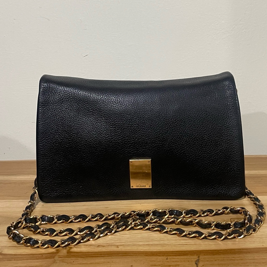 Tas Selempang Kulit Asli Wanita/ Couronne Two Tone Clutch Bag / Chain Bag