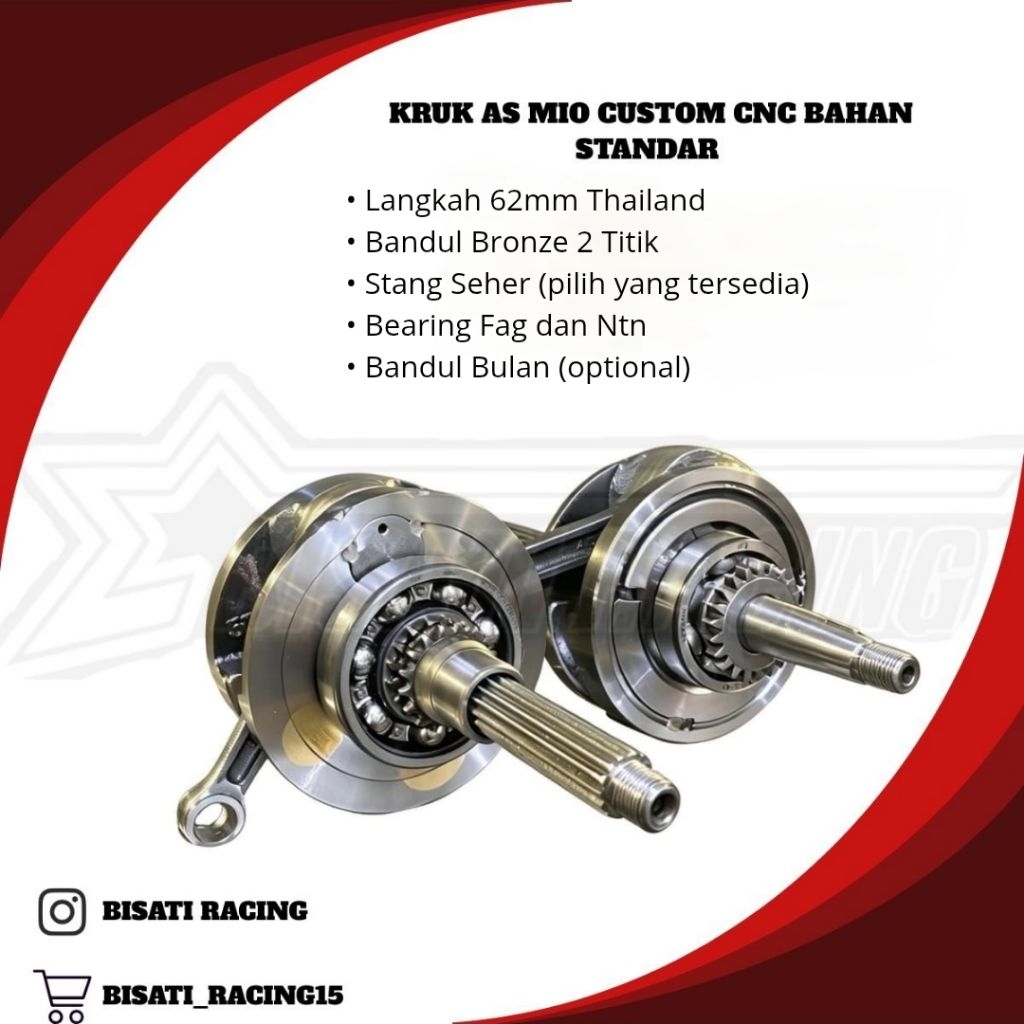 STROKE UP KRUK AS MIO SPORTY/ SMILE/ KARBU - LANGKAH 62MM THAILAND - BANDUL BRONZE TIMAH