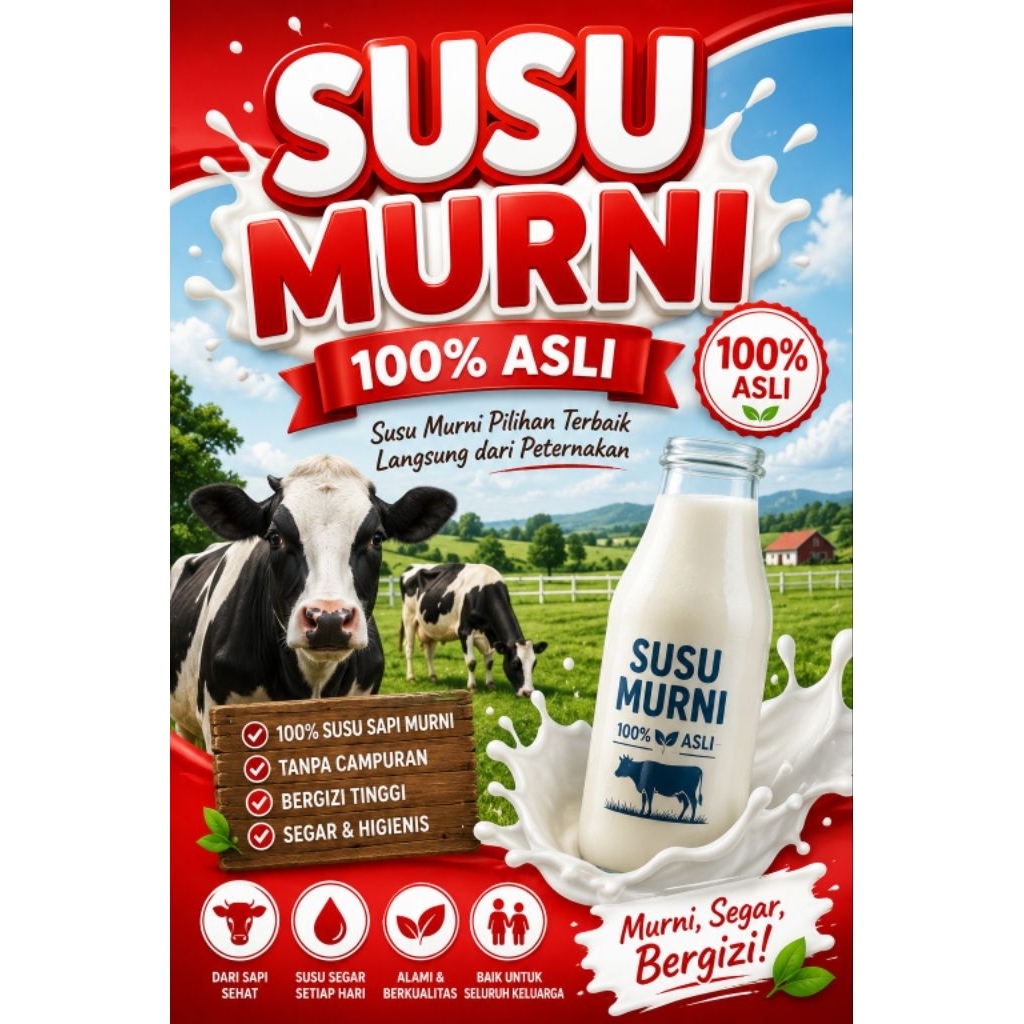 susu sapi murni 100% 1 liter