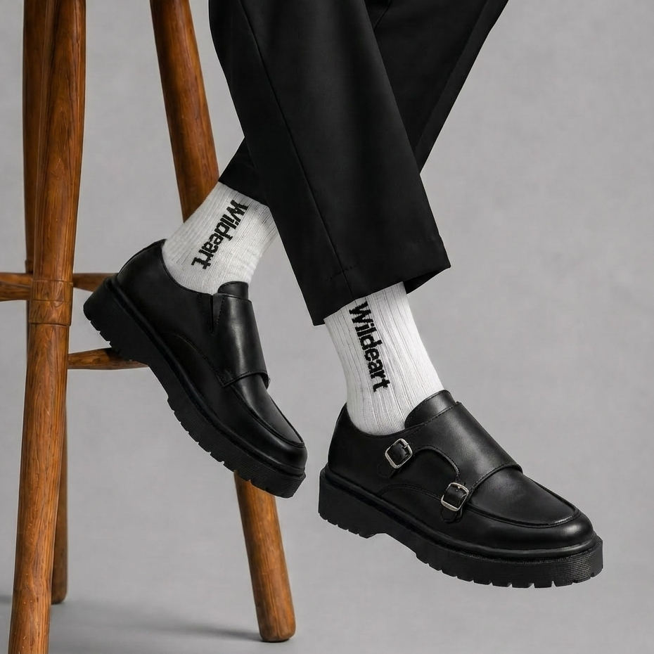 HYG - Sepatu Loafers Hitam Pria Formal Hak Tinggi Kerja Pria