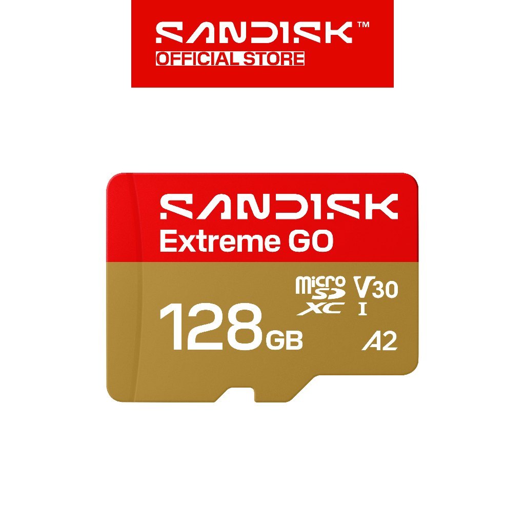 SANDISK microSDXC Extreme GO 128GB Class 10 UHS-I A2 V30 U3 4K UHD Drone (Up to 240MB/s)