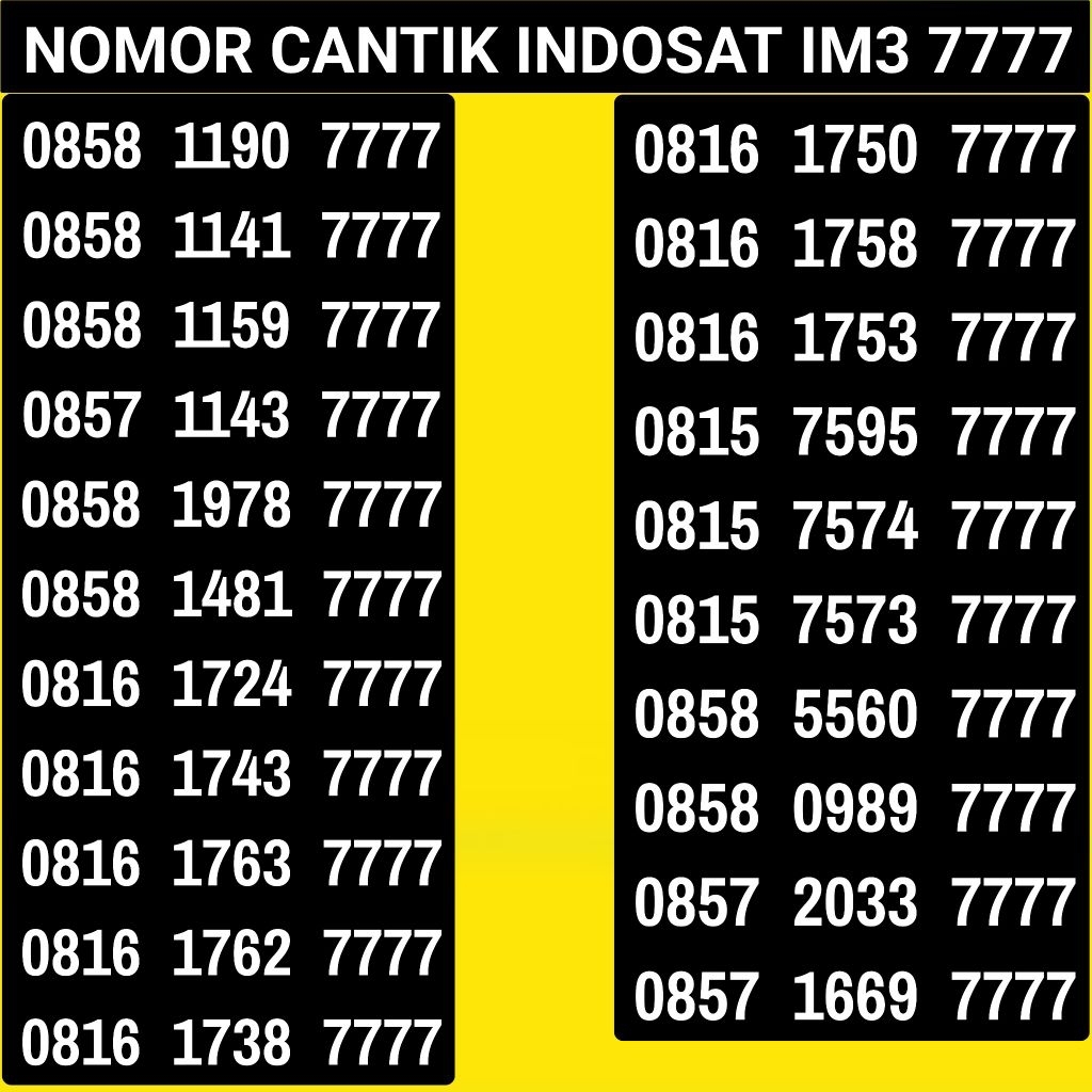 Kartu Perdana Kartu Sim Nomor Cantik Indosat Im3 Kwarted 7777 5555 0000 2222 3333