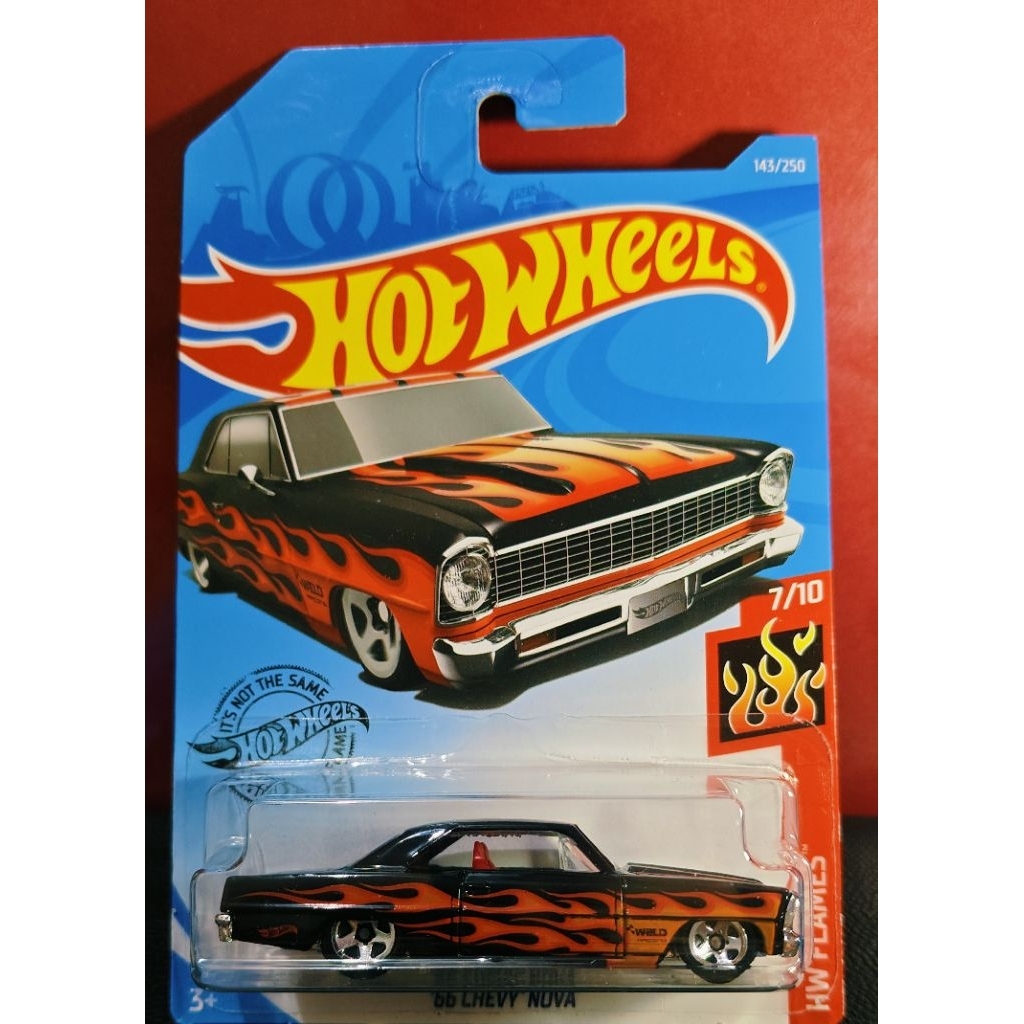 HOTWHEELS HOT WHEELS '66 CHEVY NOVA HITAM FLAMES