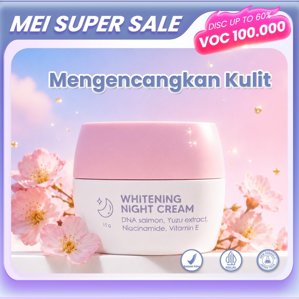 TZUYU SKINCARE Whitening Night Cream DNA Salmon Moisturizer Mencerahkan Mengencangkan HALAL BPOM