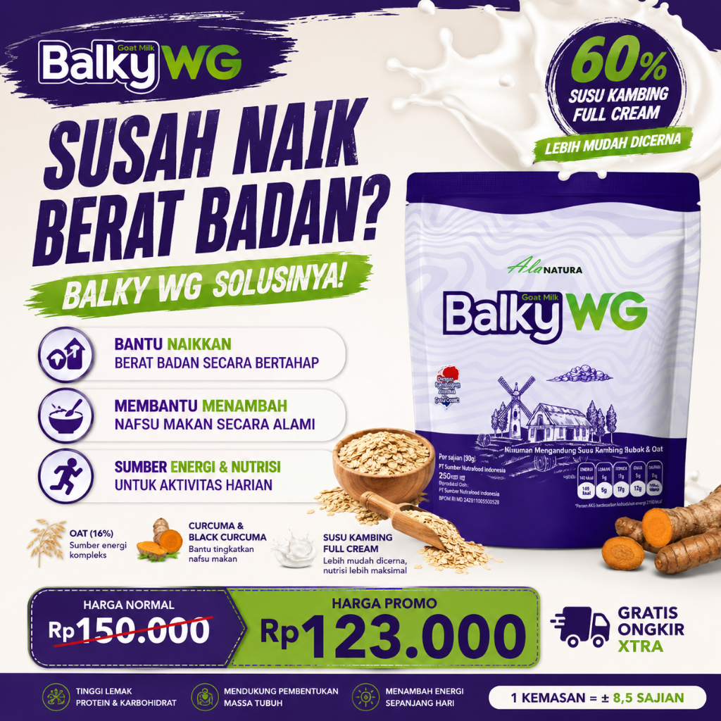 Balky WG, Susu Penambah Berat Badan, Penggemuk, Berat bdan ideal, Penambah Nafsu Makan