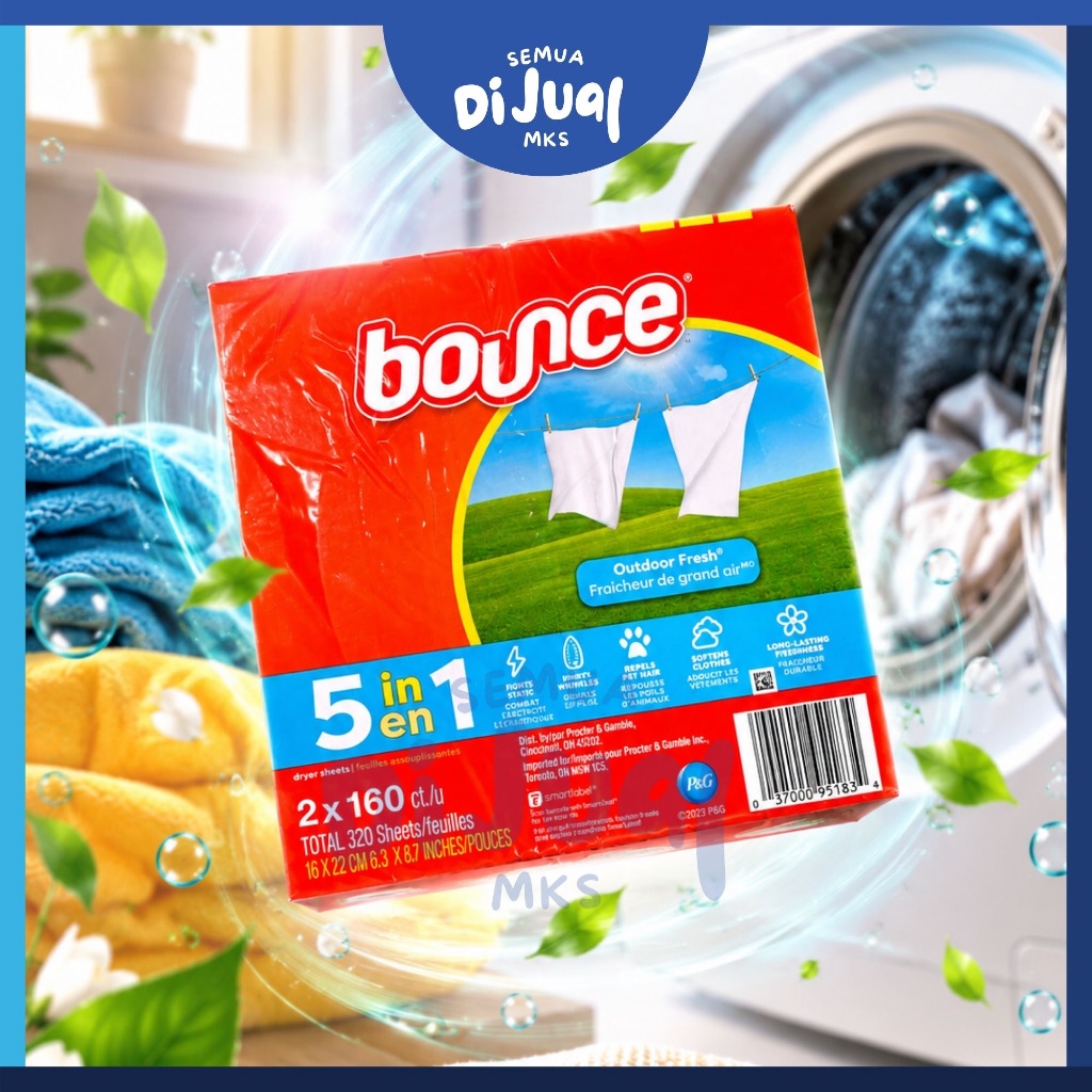 Bounce Dryer Sheet Softener Tisu Pelembut 160 320 sheets