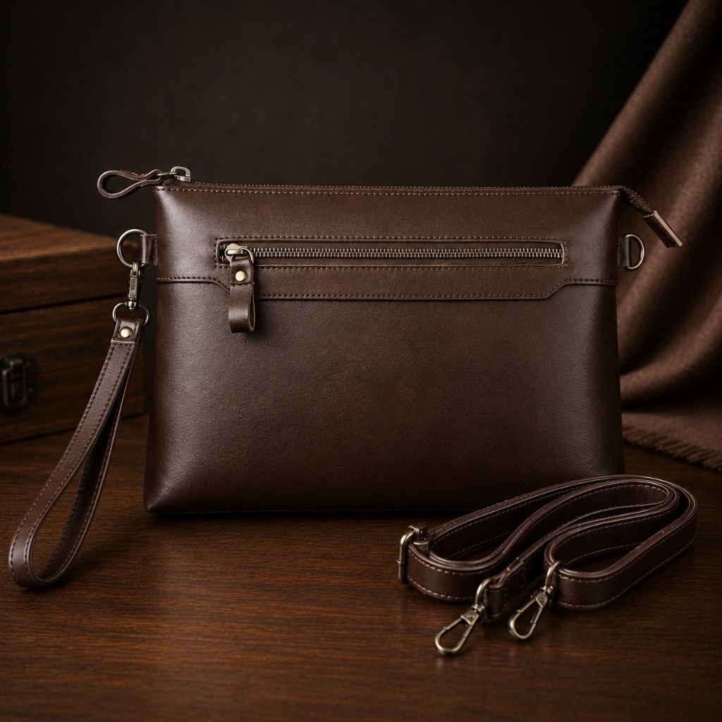 Clutch Kulit Asli Garut Pria Wanita Handmade - Dompet Kartu Waterproof Premium