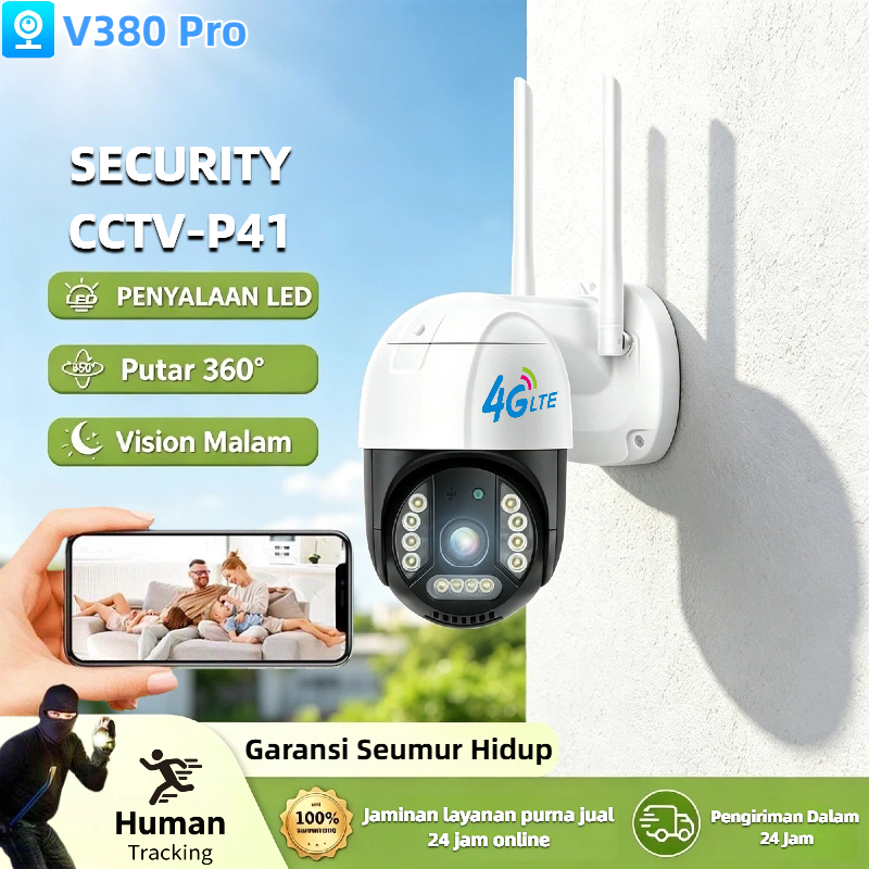 CCTV V380 Pro IP camera outdoor 8MP HD Panorama 360 °,dikontrol dari jarak jauh tanpa WiFi,dan dised