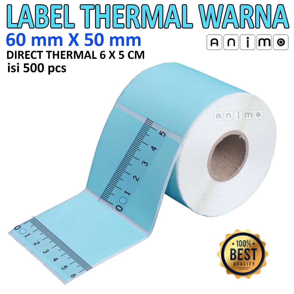 LABEL THERMAL WARNA 60 X 50 isi 500 PCS - Label Barcode Direct Thermal Warna 60X50 mm - Stiker Therm