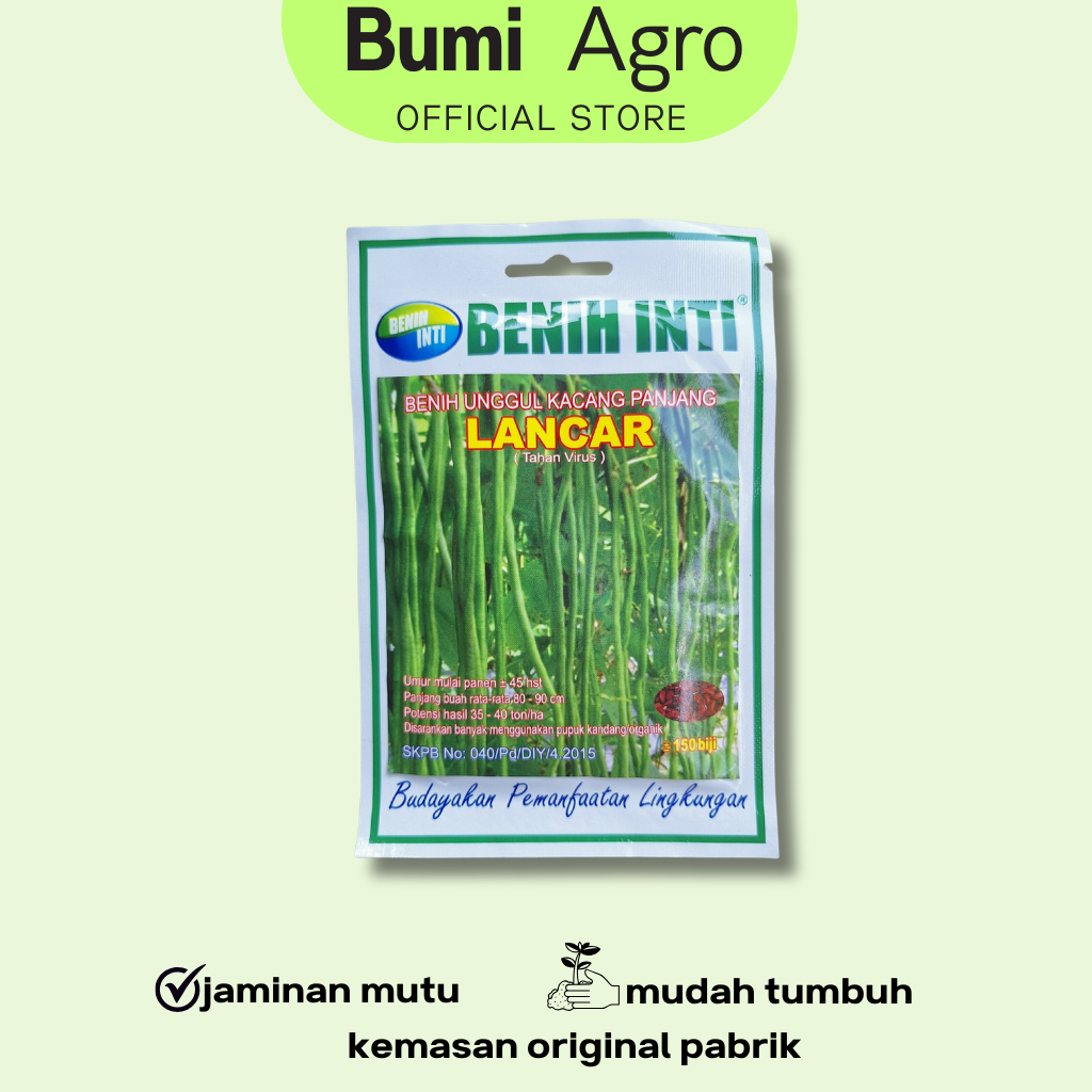 Benih Unggul Kacang Panjang 150 Biji LANCAR Cap BENIH INTI Renyah & Tahan Virus