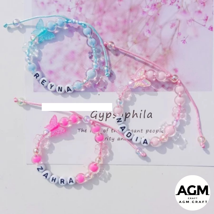 Gelang Manik Serut Anak Bisa Custom Nama