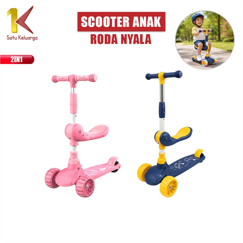 Satu Keluarga Mainan Anak Skuter Otoped Sepeda Duduk 3 Roda 2in1 M290 Scooter Anak Multifungsi Ada M