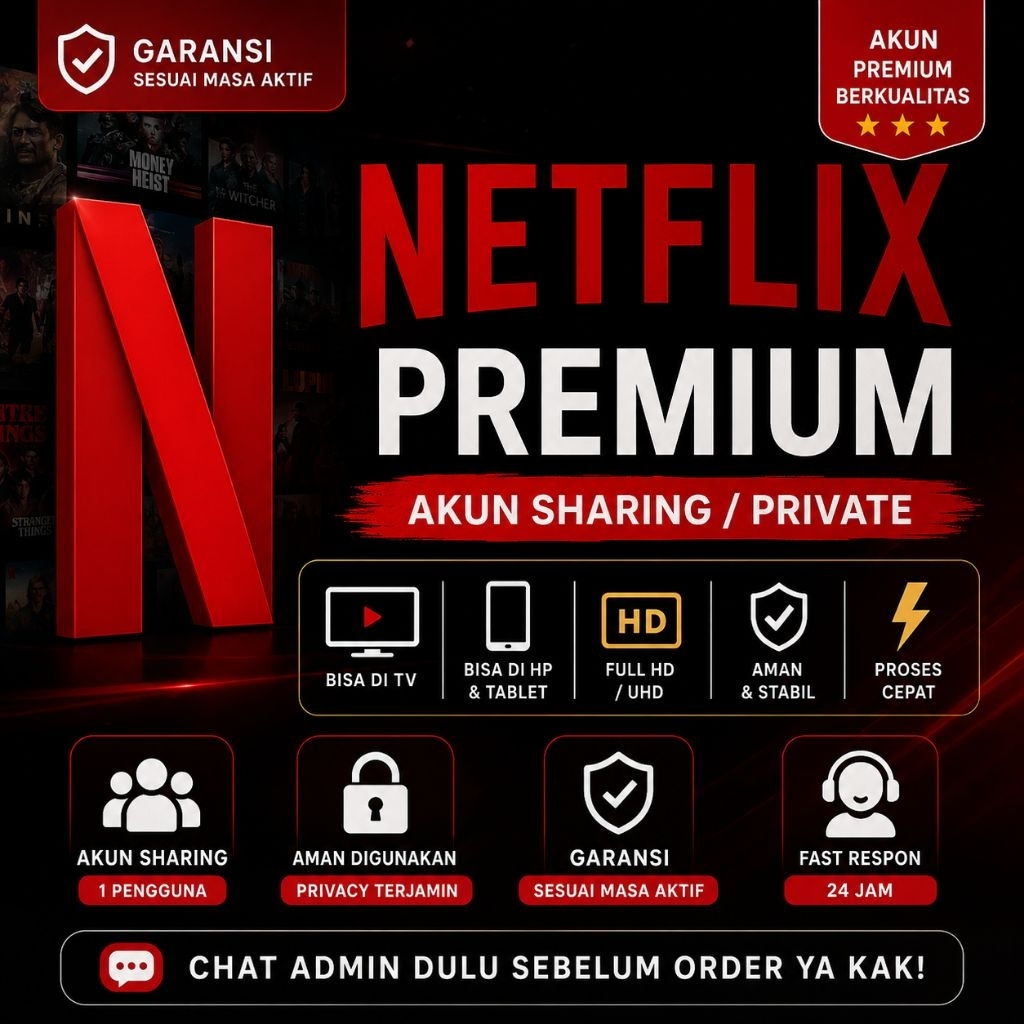 VIDIO PLATINUM & NETFLIX PREMIUM LEGAL| (SHARING) (PRIVATE) 1 BULAN | FULL GARANSI | DIJAMIN AMANAH