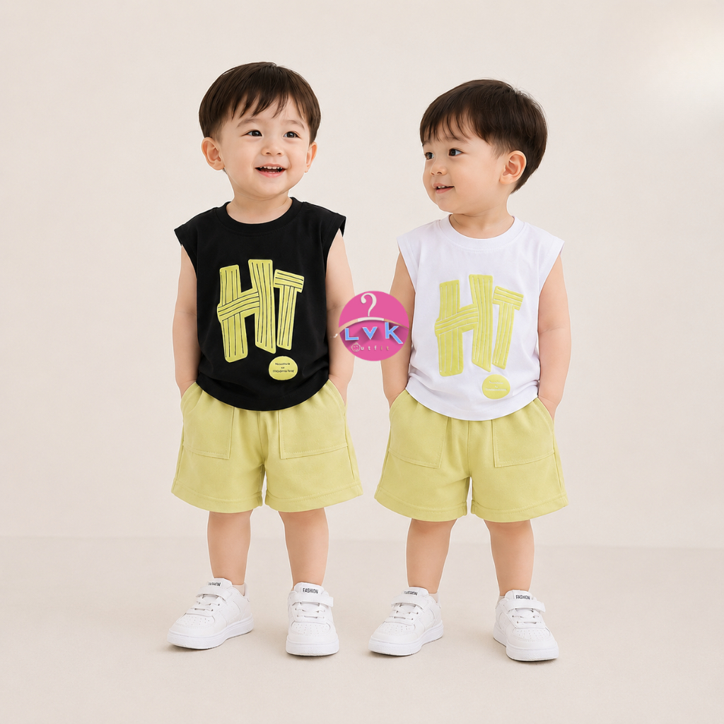 Lvk_outfit Setelan anak HIWA | setelan baju singlet anak laki - laki | anak usia 3bulan - 2tahun | b