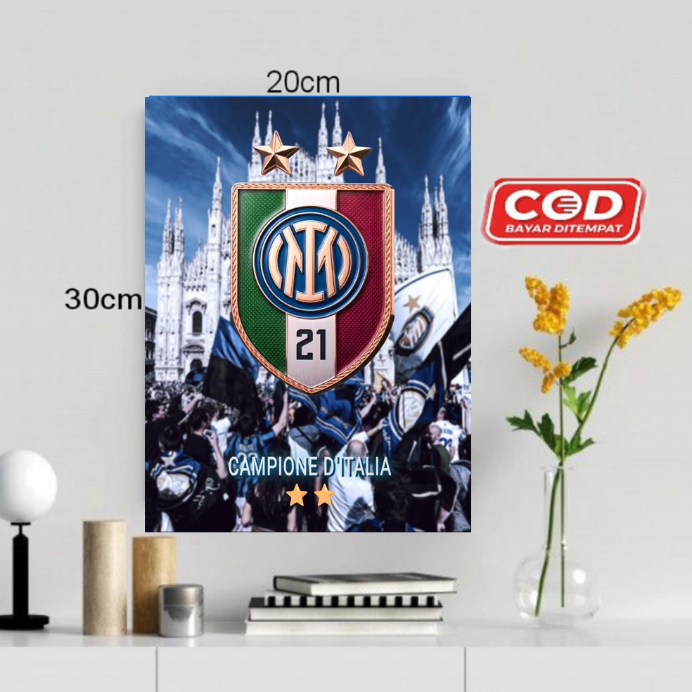 HIASAN DINDING TEMA INTER MILAN SCUDETTO/POSTER KAYU INTER MILAN/POSTER INTER MILAN/WALLDECOR