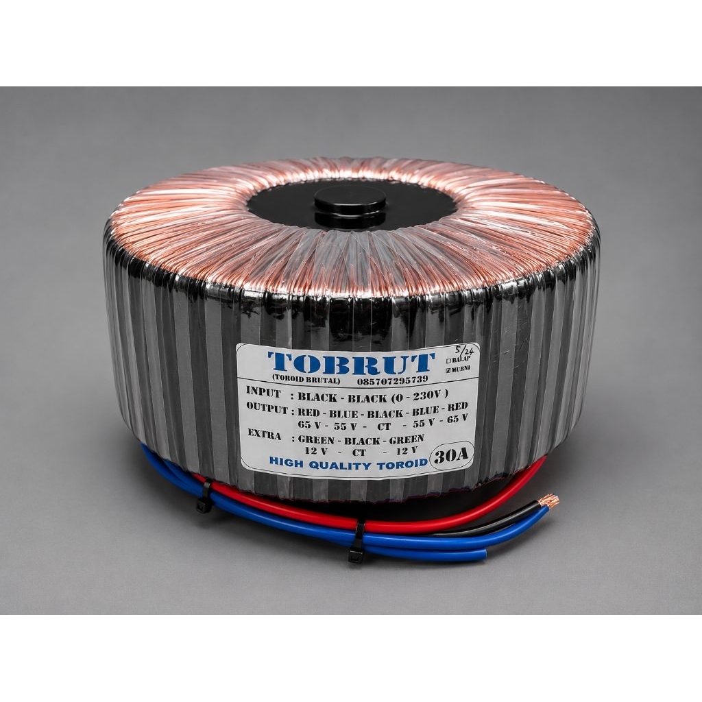 TRAFO TOROID 30A 55+65V 2U MURNI.