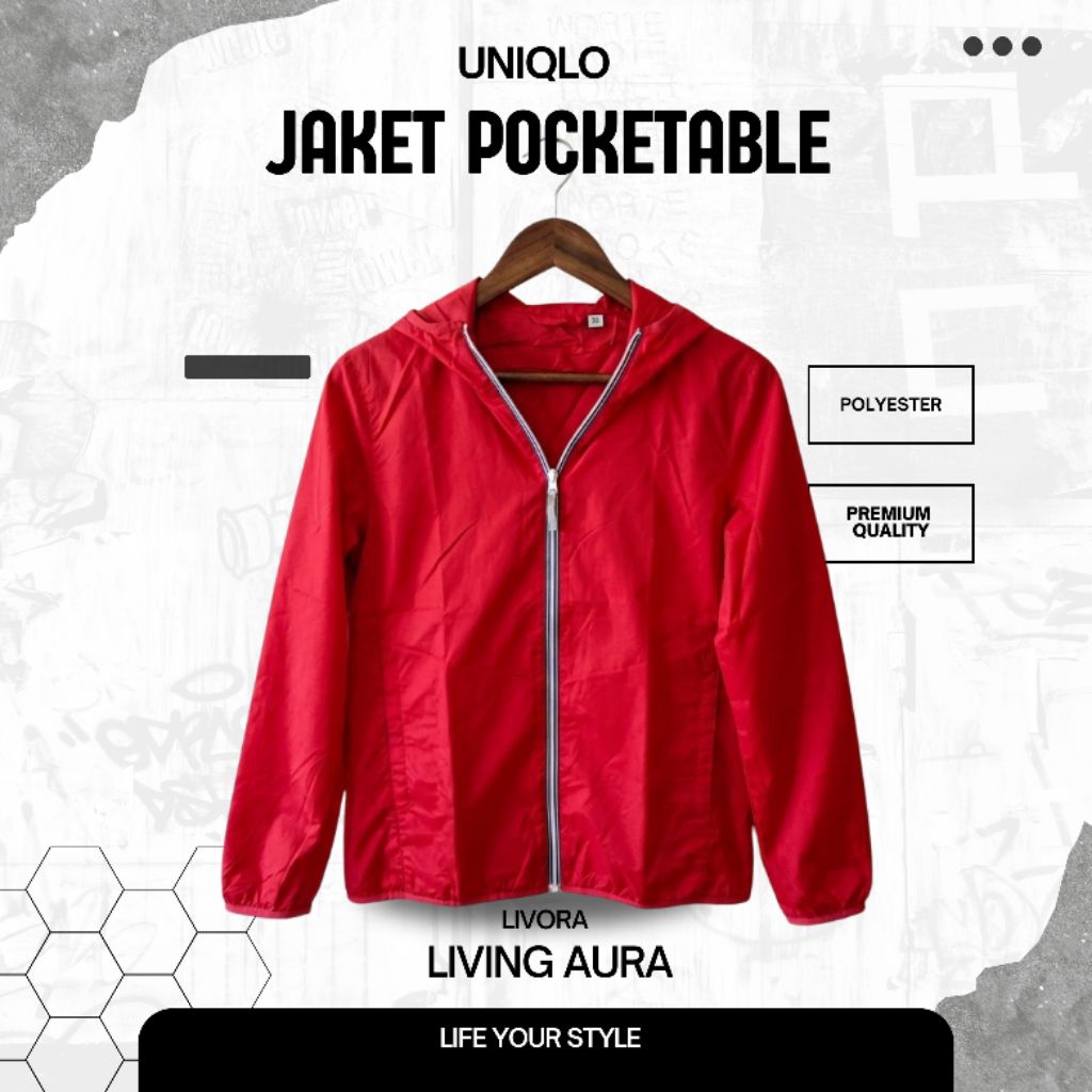 Jacket Uniqlo Pocketable Original Warna Merah