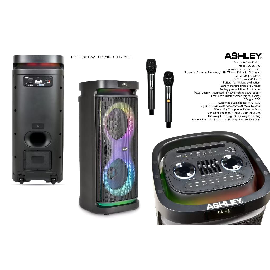 Speaker Portable Ashley Joss 102 Original Speaker 2x10inch Ashley Joss102