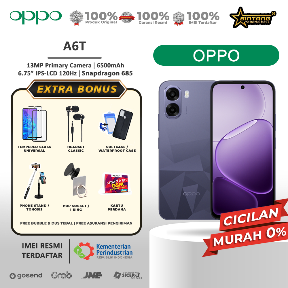 Oppo A6T 4G Ram 4/128GB Ram 6/128GB A6T Pro 4G Ram 8/128GB Garansi Resmi
