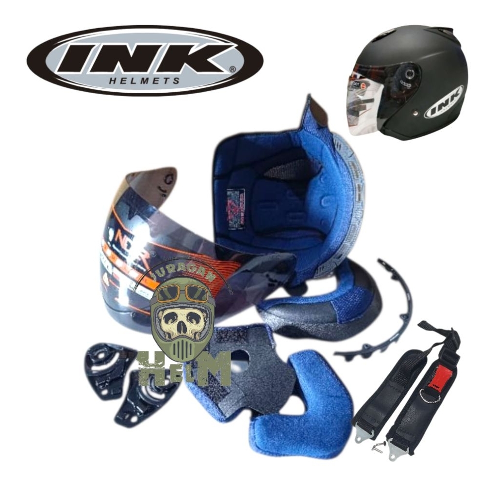 Paket Busa Helm INK CENTRO  Busa kaca dan Tali Helm Lengkap Half face