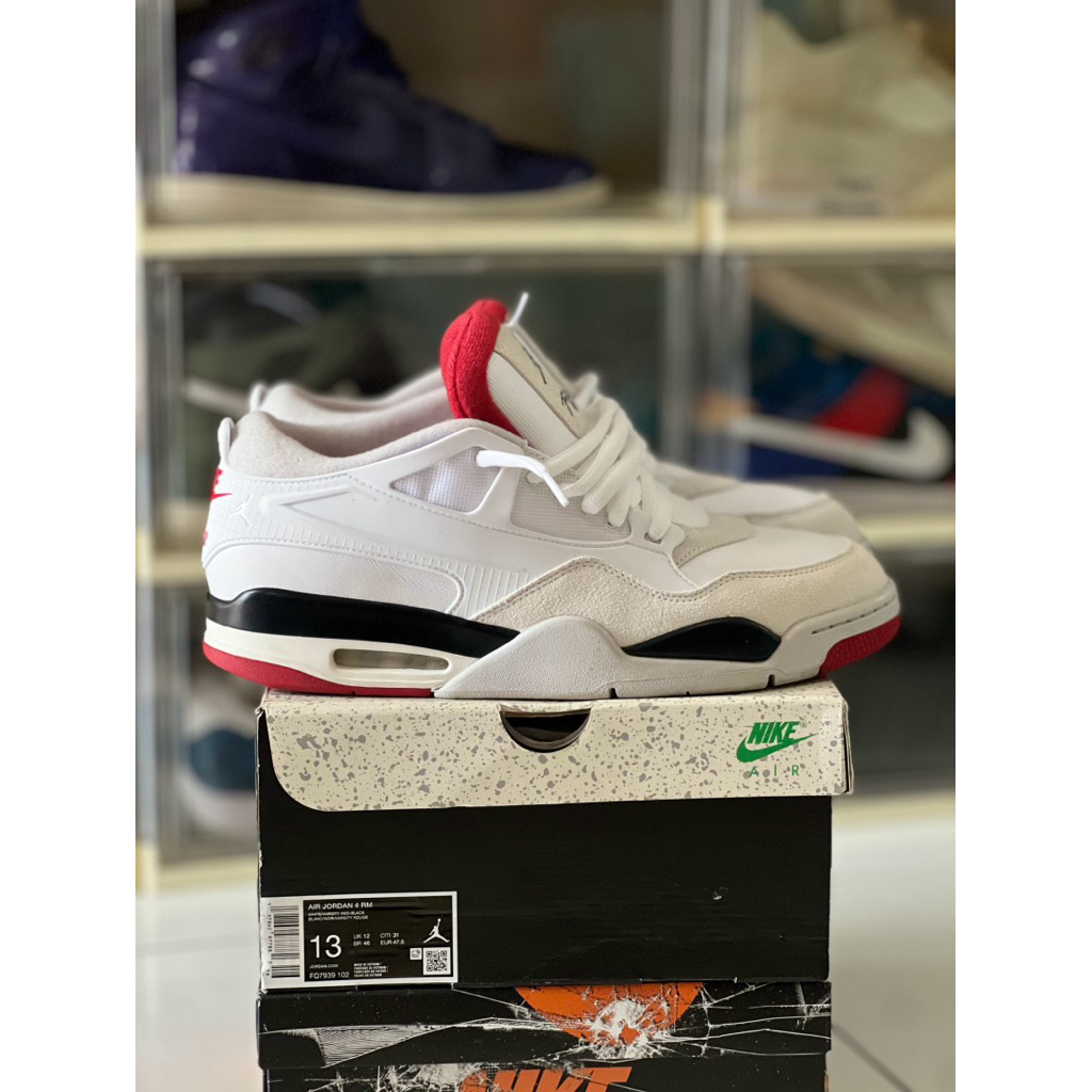 NIKE JORDAN 4 RM WHITE FIRE RED Sz 47,5