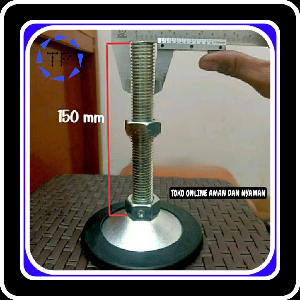 1 Set Kaki Adjuster Conveyor M20 × 15CM + Karet/ Foot Adjuster Table M20