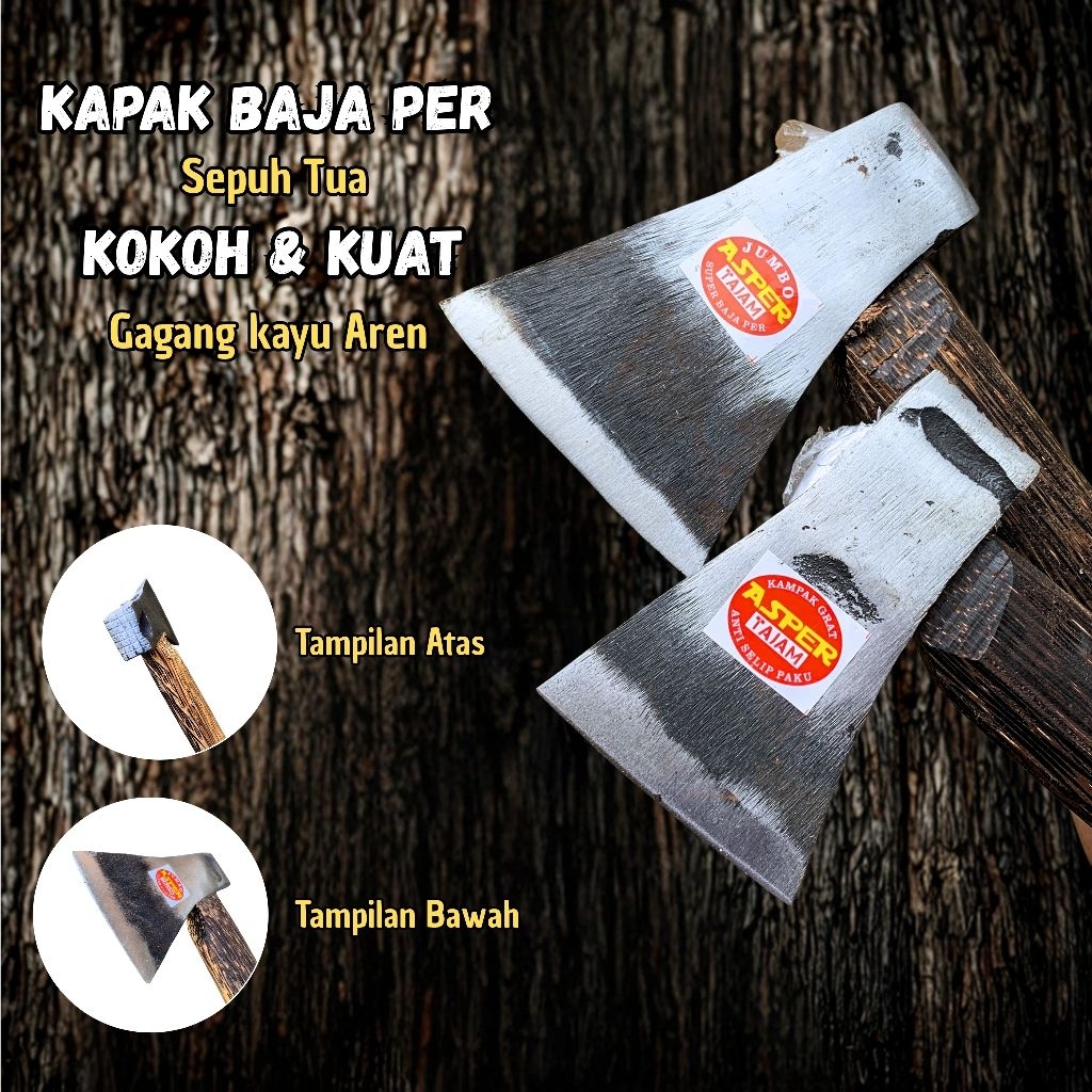 Kapak Baja Multifungsi Gagang Kayu Aren Ukuran Besar dan Kecil