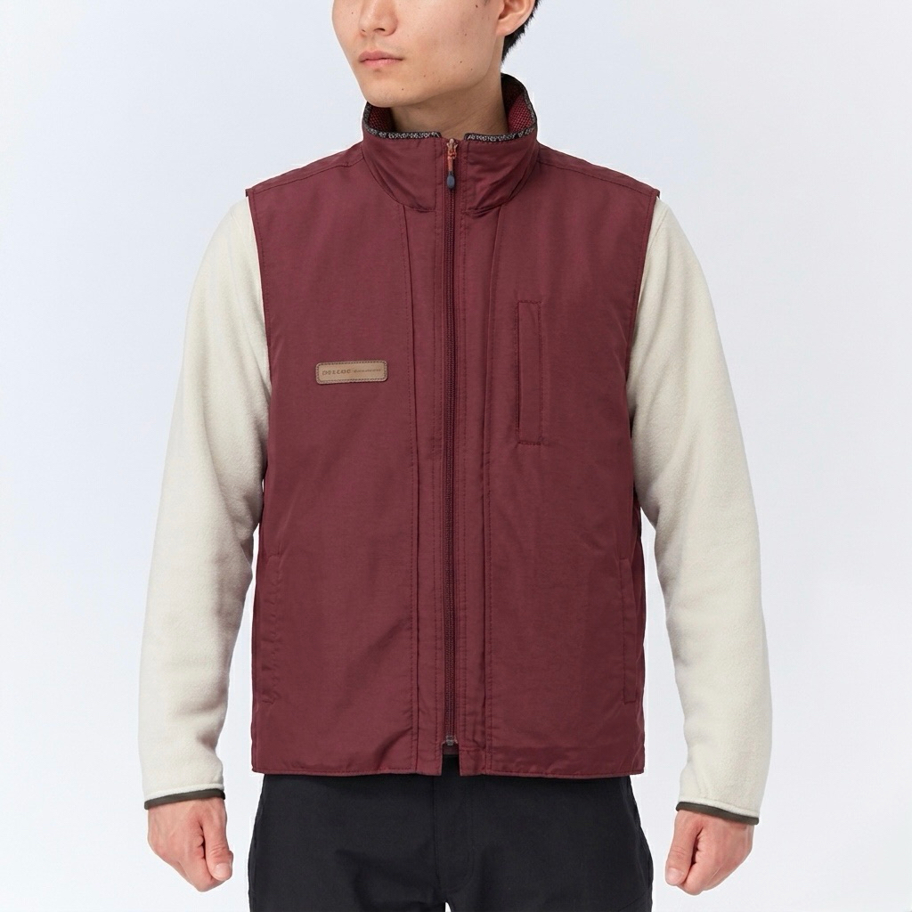 Dunlop Motorsport Vest Jacket Men Vintage Style | Maroon Windbreaker Gilet Outerwear Casual Regular 