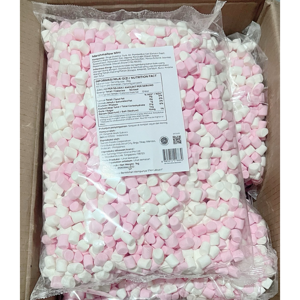 1KG Marshmallow Mini Tube | Tiny Tube ChompChomp Kiloan Halal | Corniche Mini White | Corniche Mini 