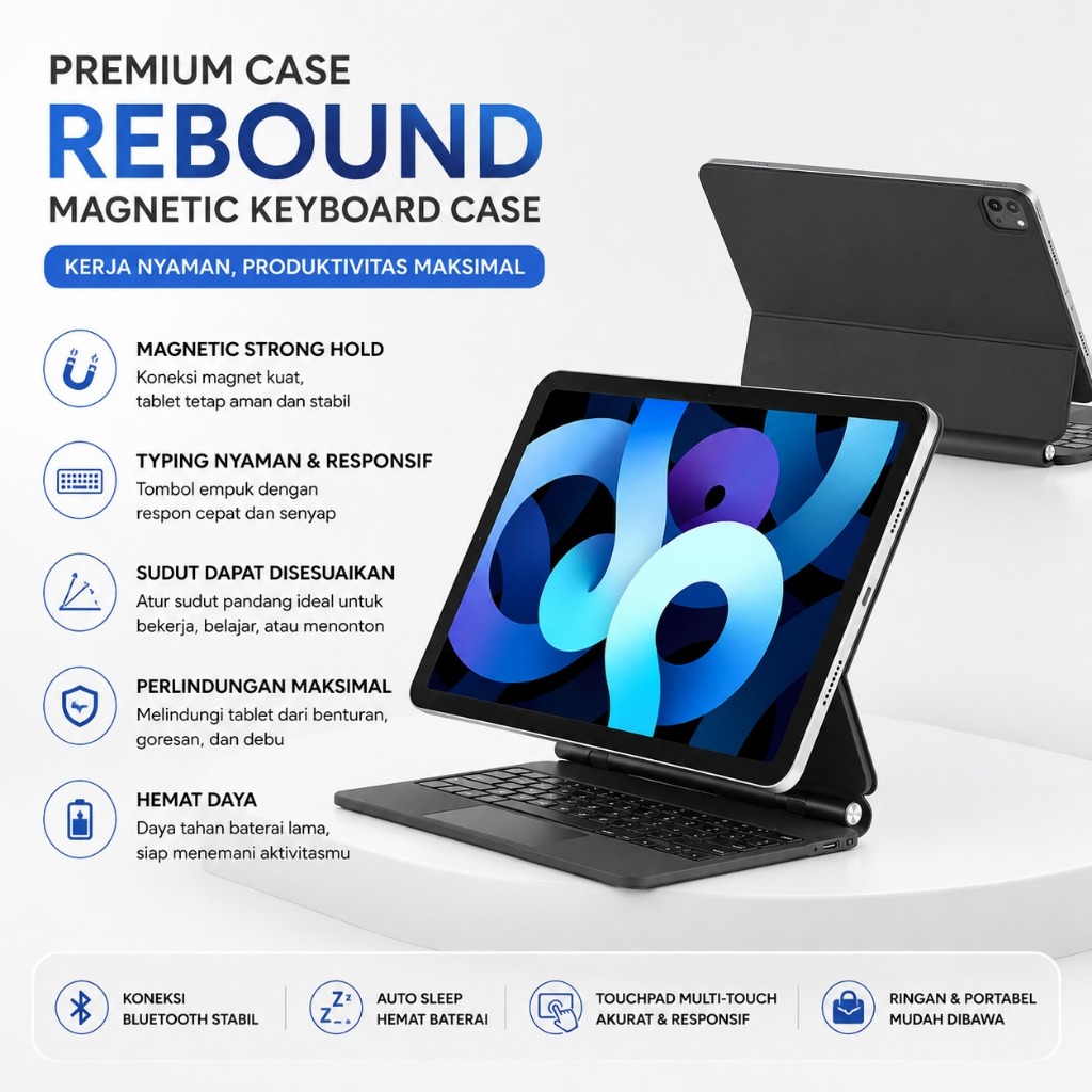 Magic Magnetic Keyboard Case Compatible For iPad Pro 11 2024 Air 4 Air 5 10.9 iPad 10 2022 iPad Pro 