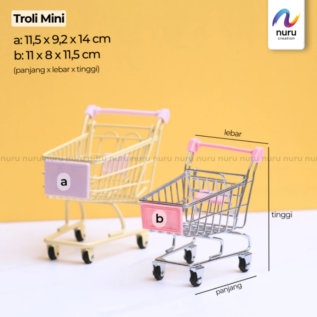 Props Properti Foto Produk - Miniatur Troli Mini / Keranjang Belanja Supermarket Nuru