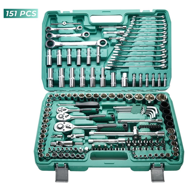 Kunci Socket Pas Wrench Set 151 PCS Chrome Vanadium Tool Kit Lengkap - 6741