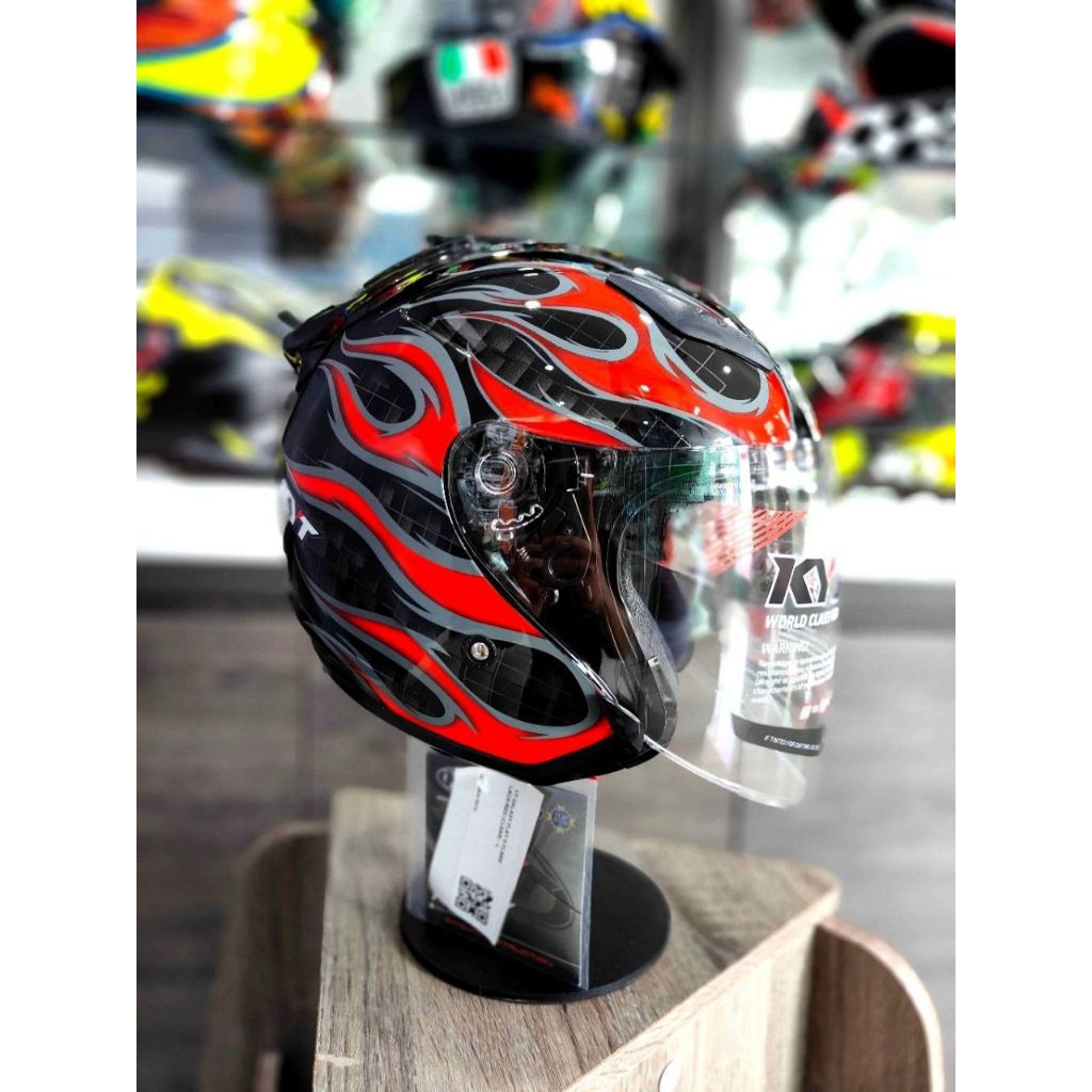 HELM KYT GALAXY FLAT R FLAME RED ORIGINAL DOUBLE VISOR HELM TOURING KYT GALAXY FLAT R MOTIF FLAME RE
