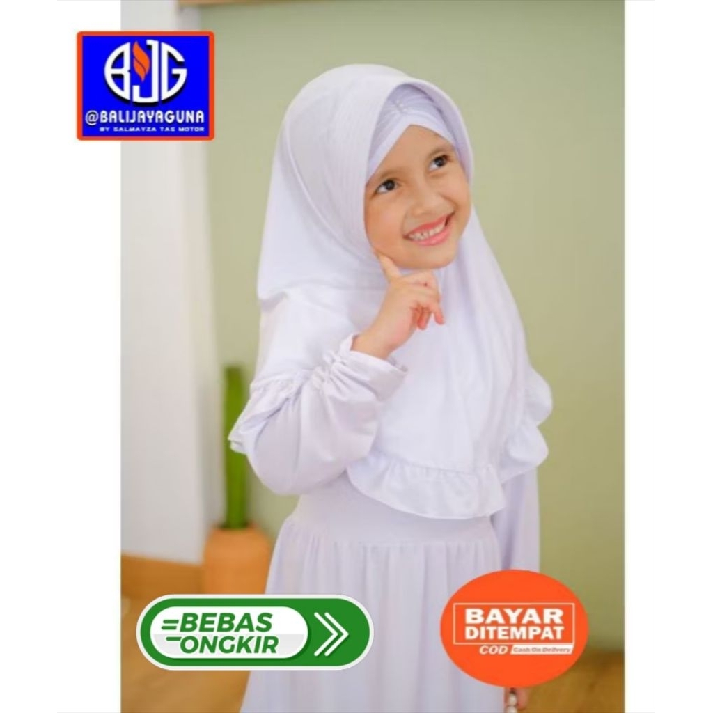 Gamis putih anak, gamis manasik haji, baju muslim anak cewek Denpasar Bali