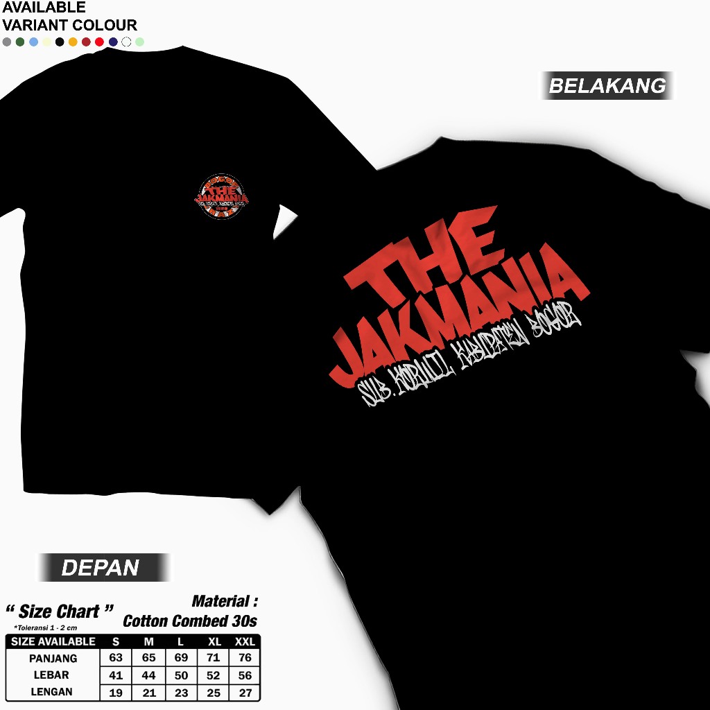 Kaos The Jakmania Sub. Korwil Kabupaten Bogor Cotton Combed 30s