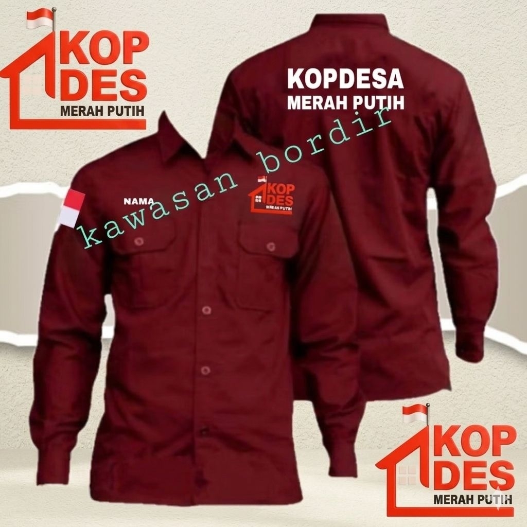 Terbaru kemeja koperasi merah putih seragam koperasi merah putih baju koperasi merah putih pdh koper