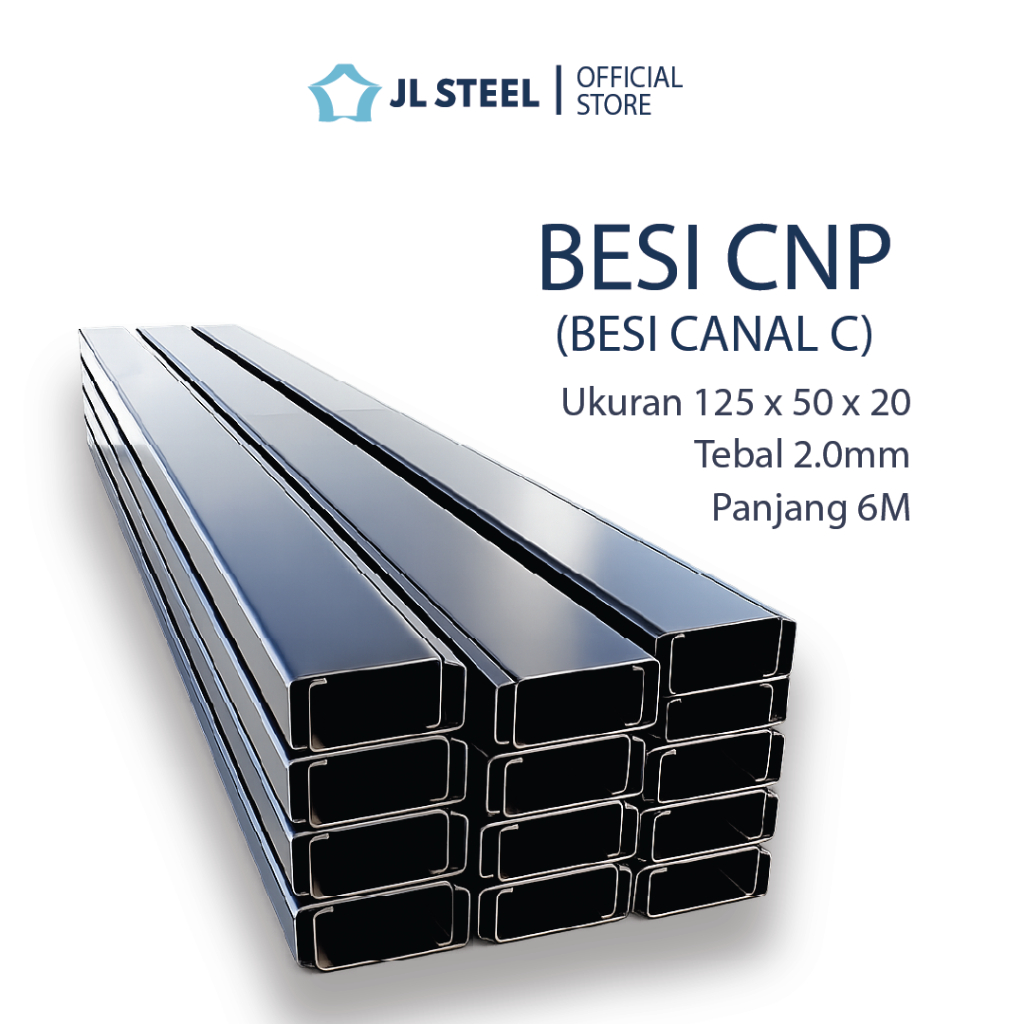 JLSTEEL Besi CNP Rangka Atap/Tiang Penyangga/DLL 150x50x20 Baja Ringan Canal C (2 mm)