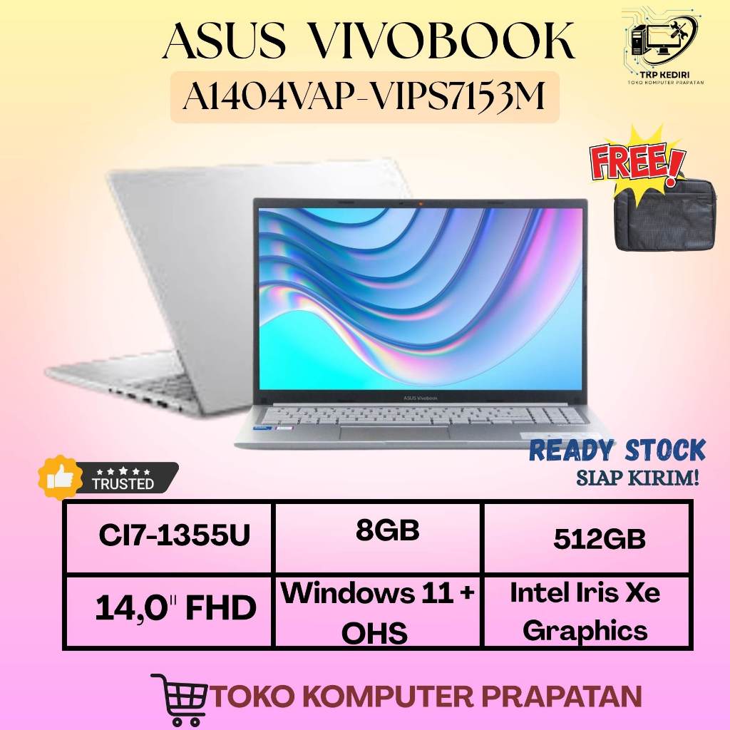 Laptop ASUS A1404VA-VIPS7153M Intel Core i7 1355U Gen 13 SSD 512GB and RAM 8GBSilver